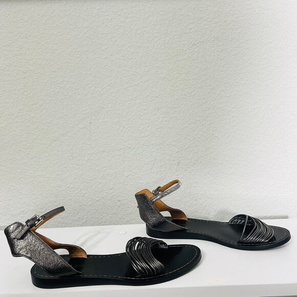 Coach Melynda Pewter Leather Cage Strappy Gladiator Adjacent Sandals Size 6 - Picture 4 of 11